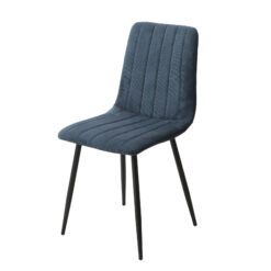 2x Straight Stitch Blue Cord Dining Chair, Black Tapered Legs