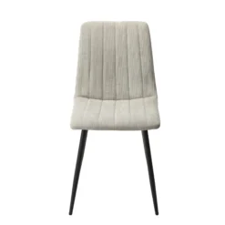 2x Straight Stitch Lt Grey Cord Dining Chair, Black Tapered Legs