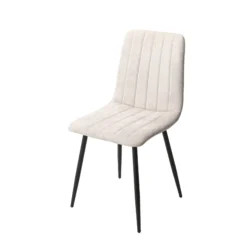 2x Straight Stitch Natural Dining Chair, Black Tapered Legs