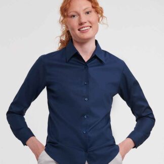 Russell Collection Ladies Long Sleeve Easy Care Oxford Shirt