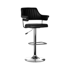 Bernard Adjustable Black Bar Stool Chrome Base