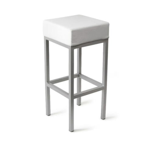 Caby Square Bar Stool White Fixed Height