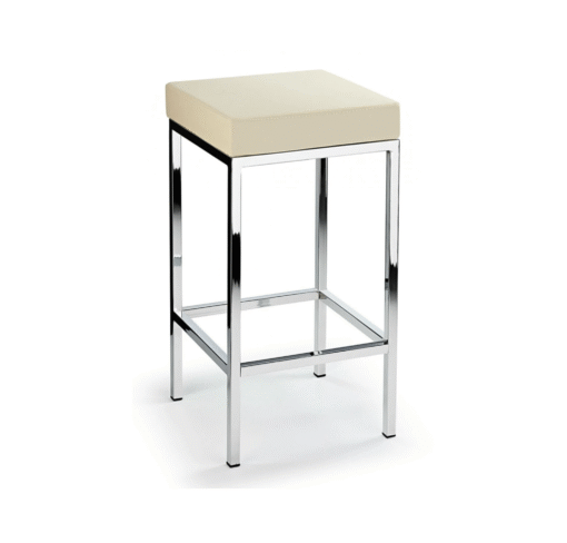 Ernest Bar Stool Padded Seat Chrome Frame Fixed Height - Cream