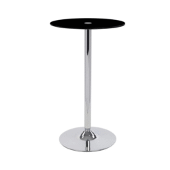 Surga Tall Black Round Glass Poseur Bar Table