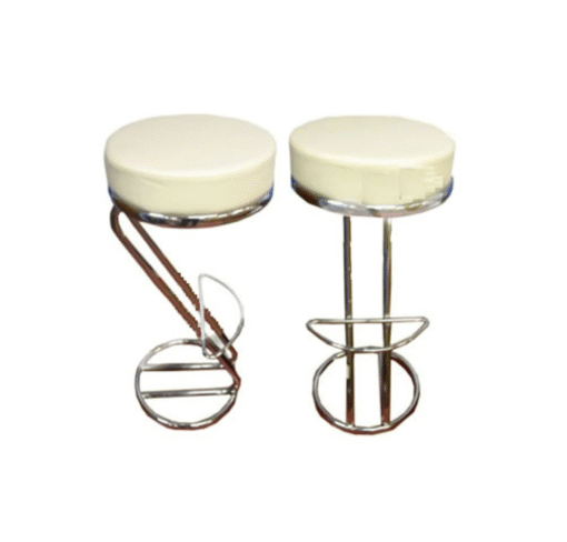 Z Shaped White Breakfast Bar Stool Chrome Frame