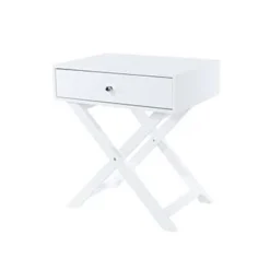 Arsisan White X Leg 1 Drawer Petite Bedside Cabinet
