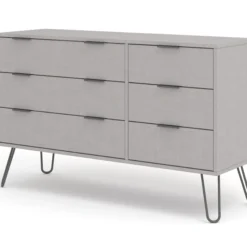 Augustine Grey 3+3 Drawer Wide Chest Of Drawers