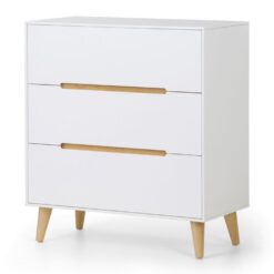 Basoni 3 Drawer Wide Bedroom Chest Scandinavian White Oak Legs