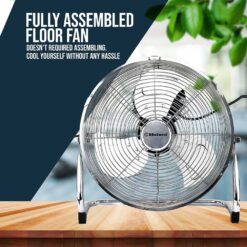 Belaco 12 inch Chrome Metal Floor Fan