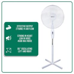 Belaco 16 inch Stand Fan - Oscillating - White