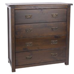 Bozz Antique Wood Bedroom Chest - 4 Drawer - Dark Brown