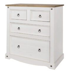 Carala Pine White 2+2 Drawer Chest White Painted Bedroom Chest