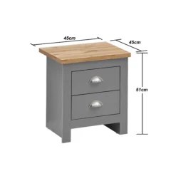 Cisnon Light Grey Nightstand With 2 Drawers Light Grey