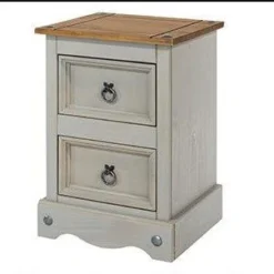 Coson Grey Pine 2 Door Small Bedside Cabinet