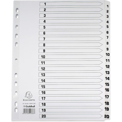 Exacompta Guildhall White A4+ 1-20 Extra Wide Dividers