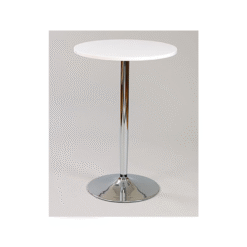 Farley Tall White Poseur Shiny Chrome Frame White Round Table Top