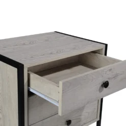 Kahra Nightstand Three Drawers Ash Oak