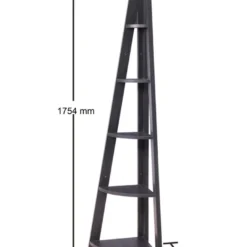 Kira Corner Ladder Bookcase Black