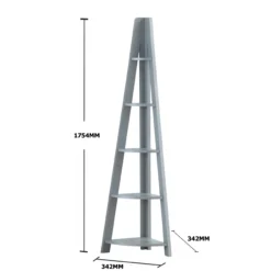 Kira Corner Ladder Bookcase Grey