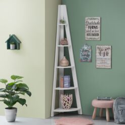 Kira Corner Ladder Bookcase White