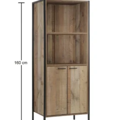 Kretin Storage Bookcase With 2 Doors Rustic Oak