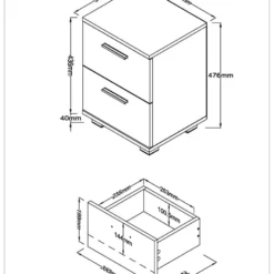Lanny 2 Drawer Bedside Cabinet - White