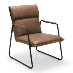 Paige Padded Brown Chair Soft Faux Leather With Arms