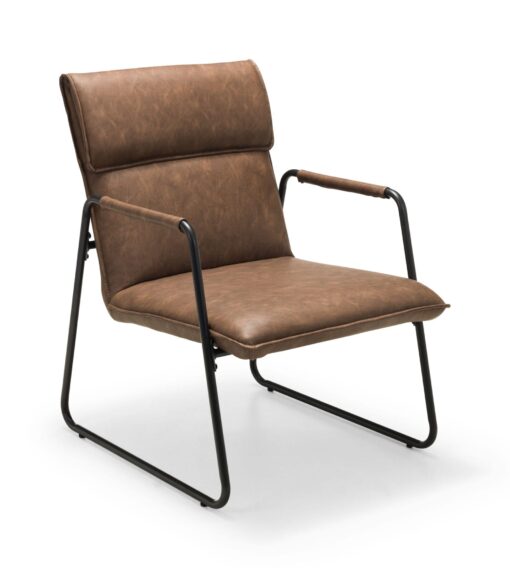 Paige Padded Brown Chair Soft Faux Leather With Arms