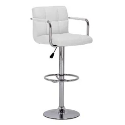 Prime Bar Stool Arms White Adjustable Height