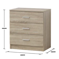 Renio 3 Drawer Chest Sonoma Oak
