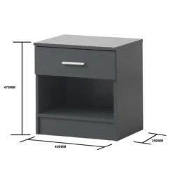 Renio Nightstand With 1 Drawer Dark Grey
