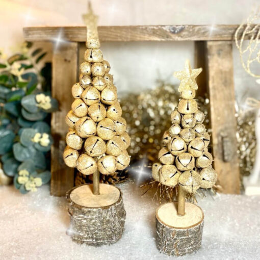 Rustic Gold Bell Christmas Tree - 2 sizes - Set 2