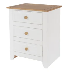 Shelton Pine and White 3 Drawer Bedside Table