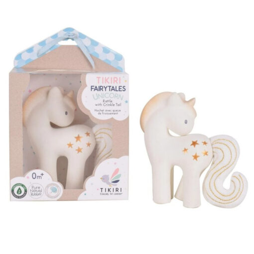 Shining Stars Unicorn Natural Rubber Rattle with Crinkle