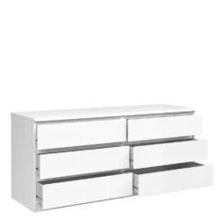 Taia Wide Chest Of 6 Drawers (3+3) In White High Gloss