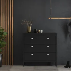 Tarid Chest 3 Drawers In Matt Black