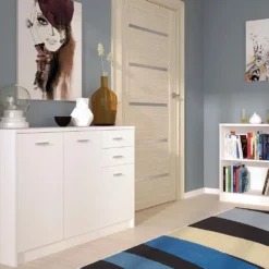 Two 3 Door 2 Drawer Wide Cupboard In Pearl White