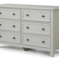Viyella Dove Grey 6 Drawer Wide Bedroom Chest Drawers Stone