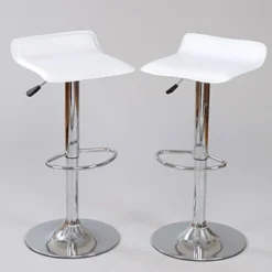 White Fusion Adjustable White Bar Stool Low
