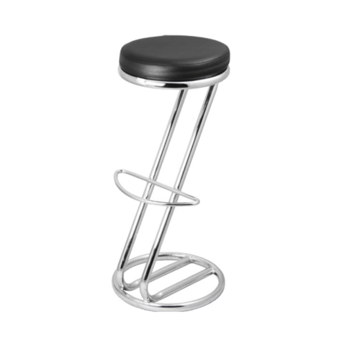 Z Shaped Black Breakfast Bar Stool Chrome Frame